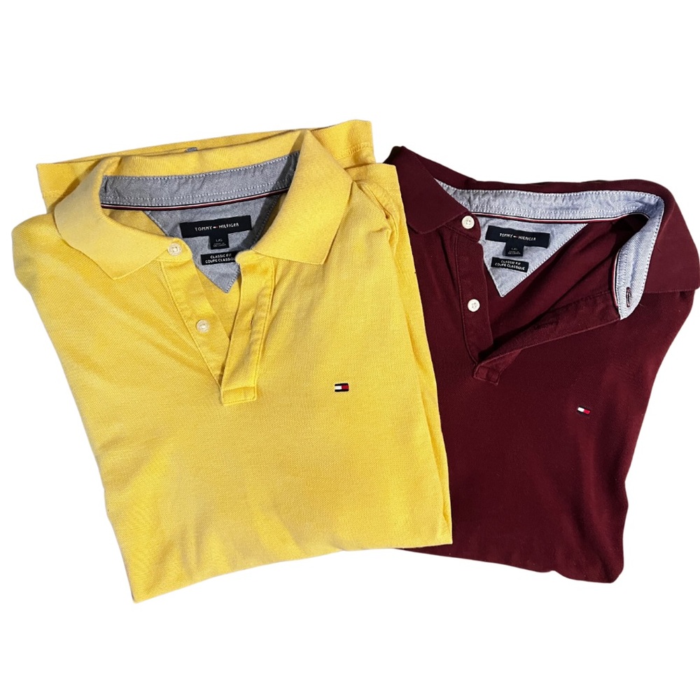 Tommy Hilfiger Polos | Size Large | yellow and burgundy